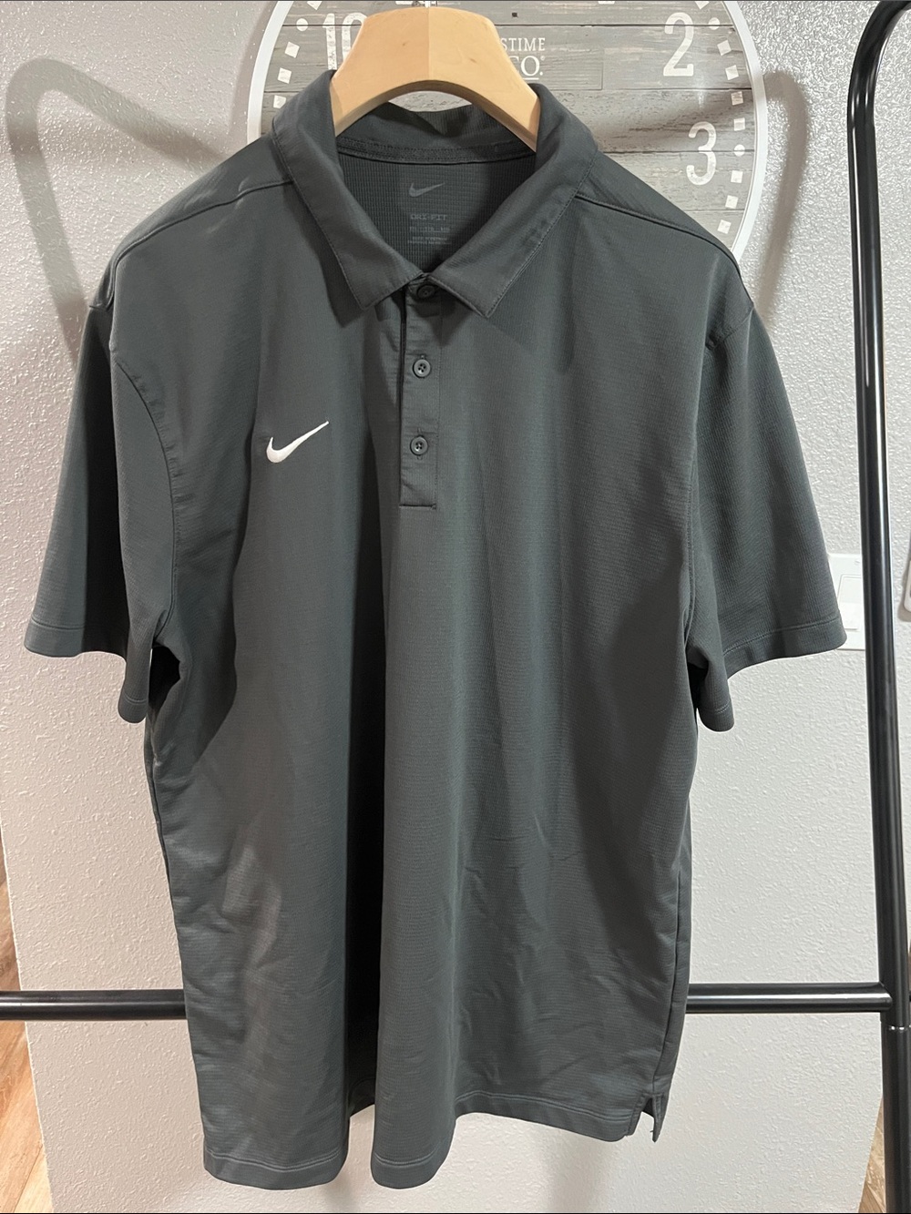 Nike Black Men's Polo with White Swoosh